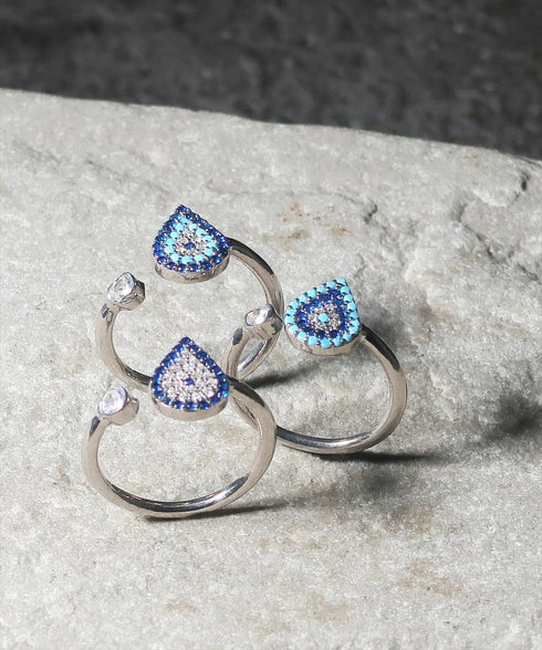 リング 指輪 スターリングシルバー925 フォークリング ナザールボンジュウ ANTICO NRN004