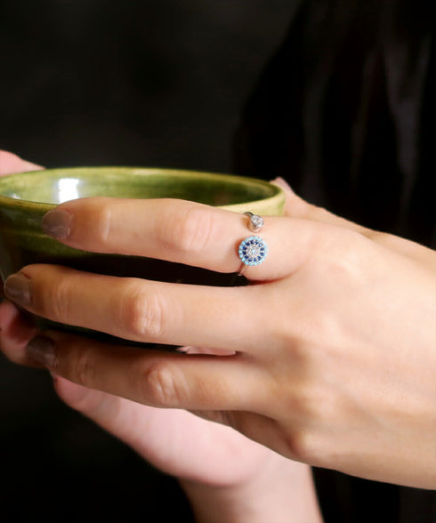 リング 指輪 スターリングシルバー925 フォークリング 花 ナザールボンジュウ ANTICO NRN005