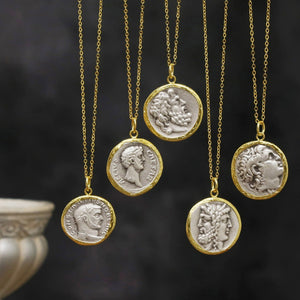 ナノッタ ネックレス コイン 古代ギリシャ ゼウス神 SV GD 60cm DNC006-CC013B